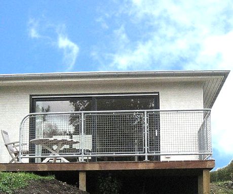 Specialfremstillet rækværk til terrasse i 40mm varmgalvaniseret rør